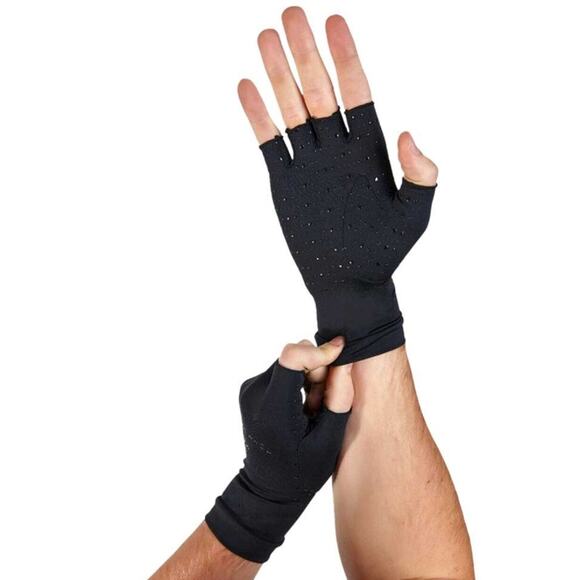 Tommie Copper Core Compression Half Finger Gloves, Black, Unisex Sz Medium, NWT - Picture 1 of 2
